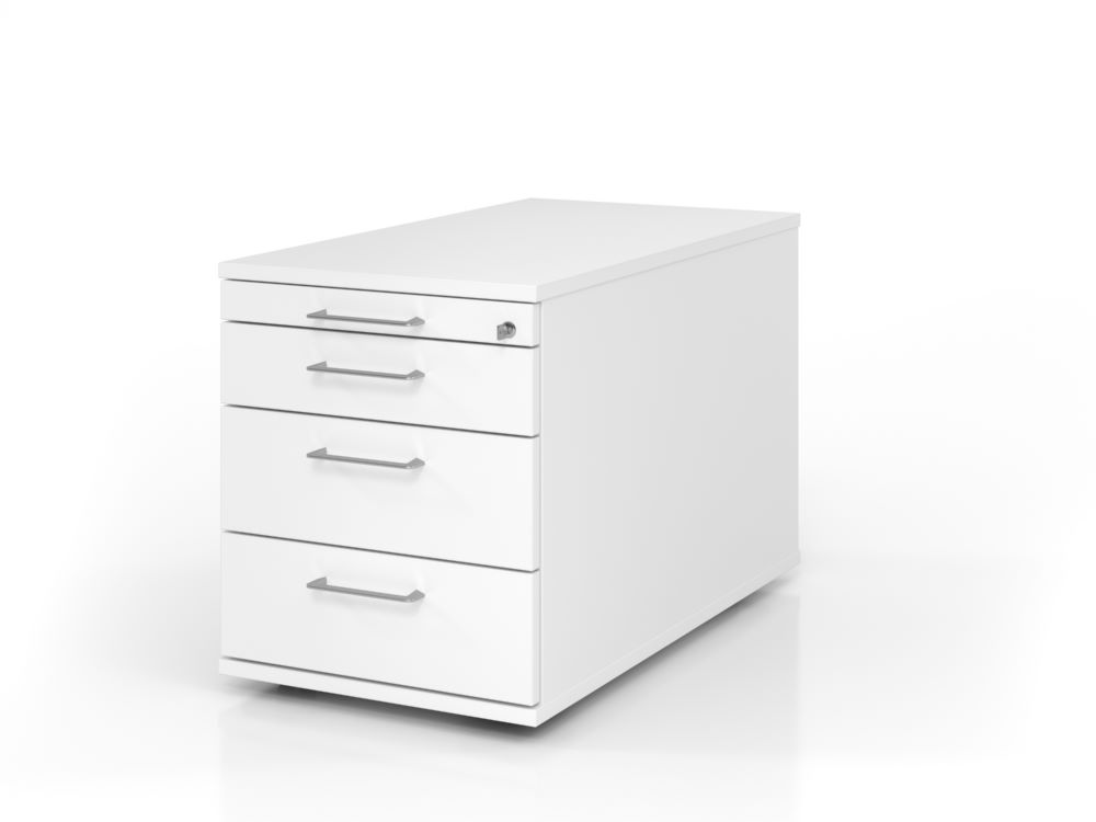 Produktbild Hammerbacher Bürowagen zum rollen Weiß 80 cm 3 Schubladen BS