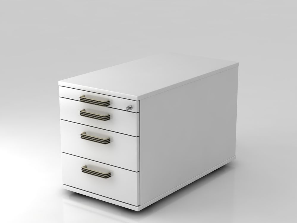 Produktbild Hammerbacher Bürowagen rollbar Farbe Weiß 80 cm 3 Schubladen SG