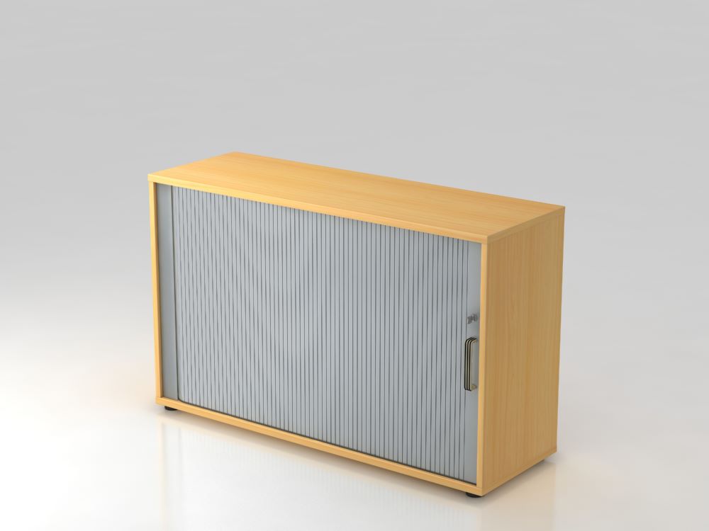 Produktbild Hammerbacher Rollladenschrank 2OH 120 x 40 x 74,8 cm SG Buche Silber