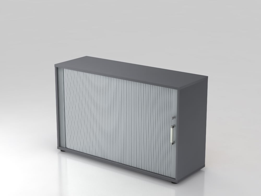 Produktbild Hammerbacher Rollladenschrank 2OH 120 cm breit CE Graphit Silber