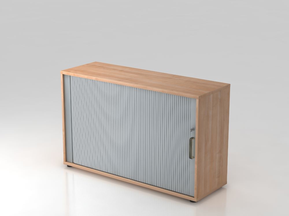 Produktbild Hammerbacher Rollladenschrank abschließbar 2OH 120 cm breit SG Nussbaum Silber