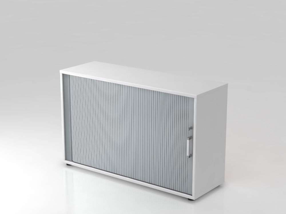 Produktbild Hammerbacher Rollladenschrank abschließbar 2OH 120 cm breit CE Weiß Silber