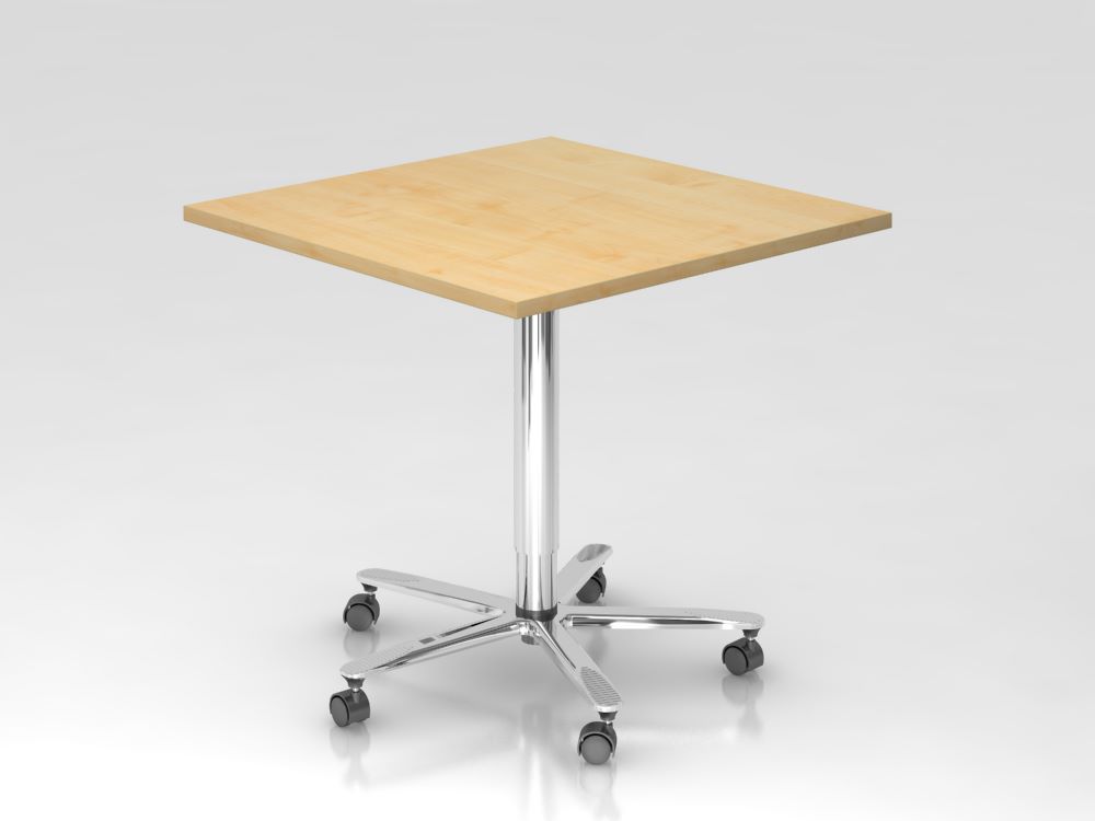 Produktbild Hammerbacher Säulenhubtisch 80 x 80 cm Ahorn Chrom