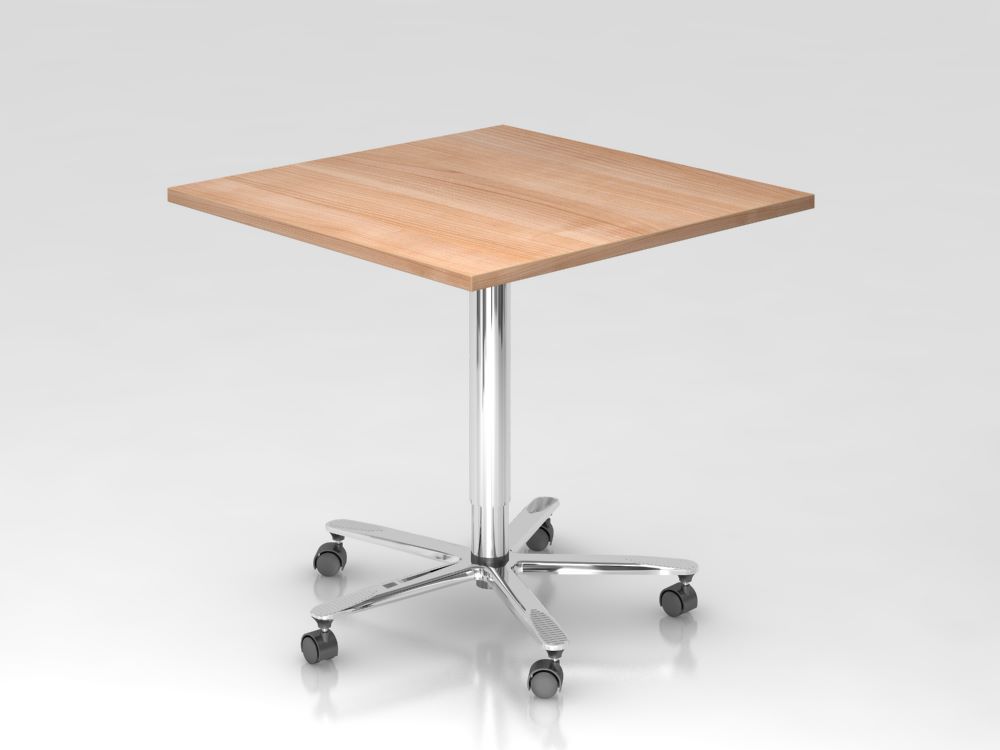 Produktbild Hammerbacher Säulenhubtisch Maße 80 x 80 cm in Nussbaum Chrom