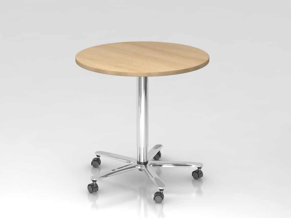 Produktbild Hammerbacher Säulenhubtisch 80 cm rund Eiche und Chrom