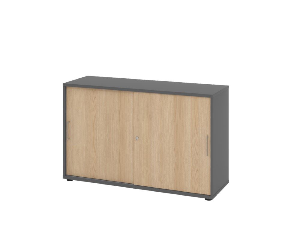 Produktbild Hammerbacher Schiebetürschrank 2OH 120 x 40 x 74,8 cm BS Graphit Eiche