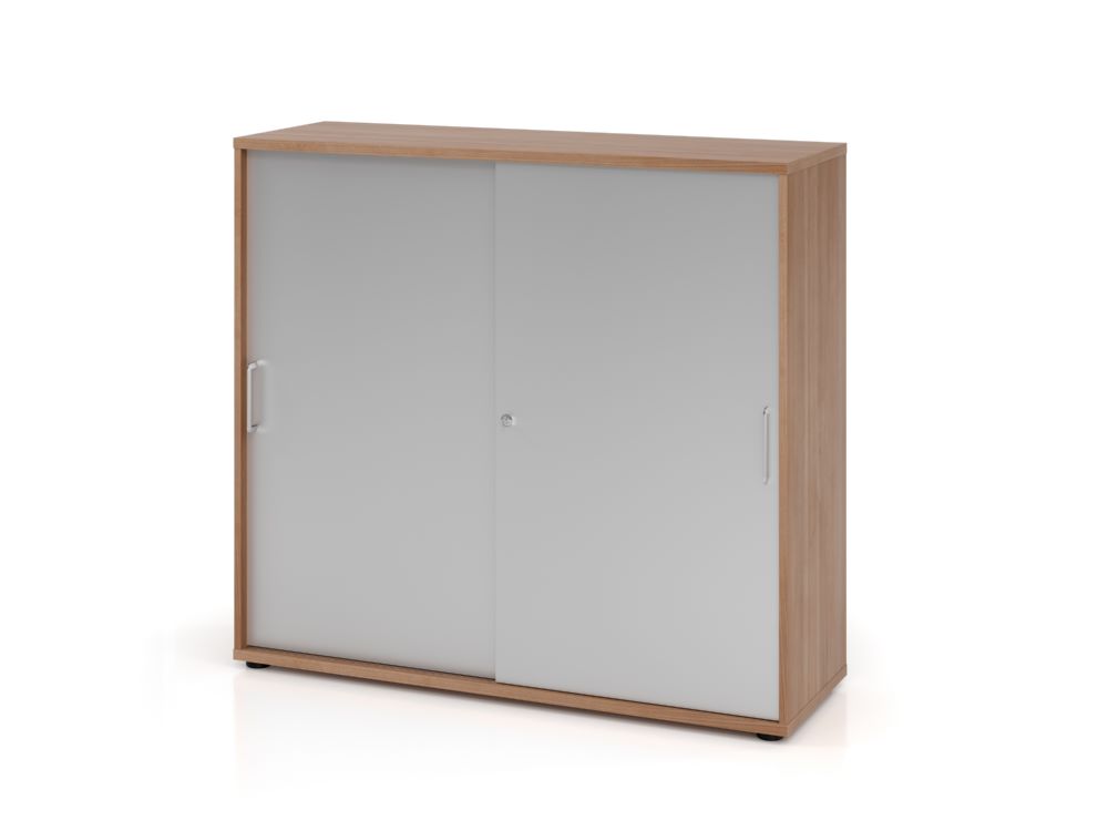 Produktbild Hammerbacher Schiebetürschrank BS 3OH 120 x 110 cm Nussbaum Silber