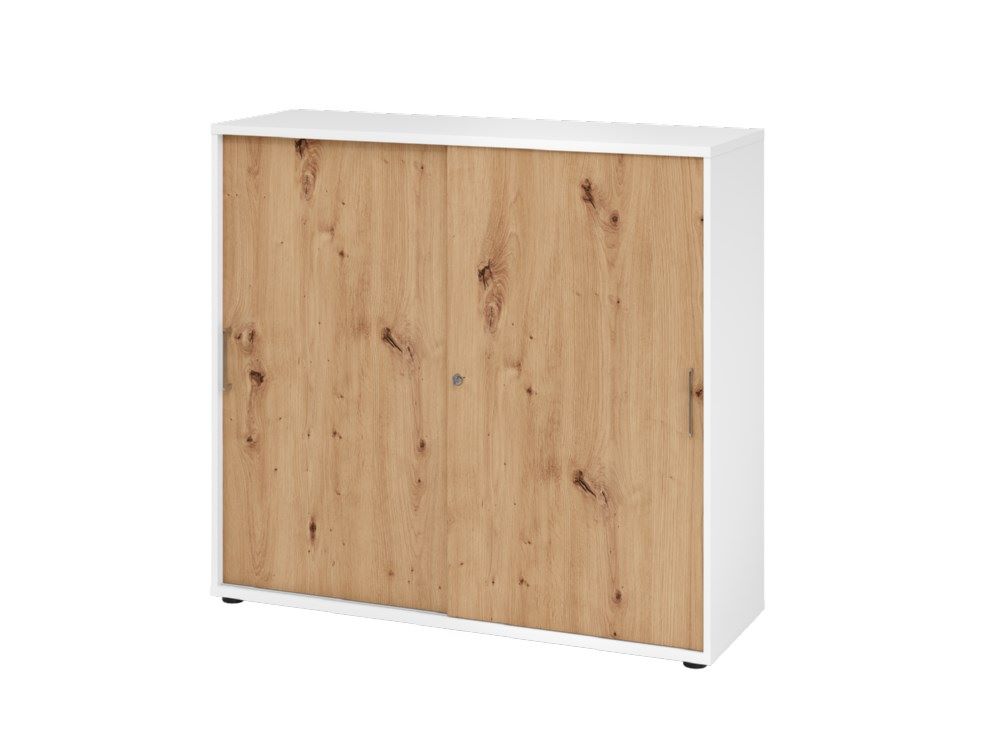 Produktbild Hammerbacher Schiebetürschrank 3OH 120 cm BS Weiß Asteiche