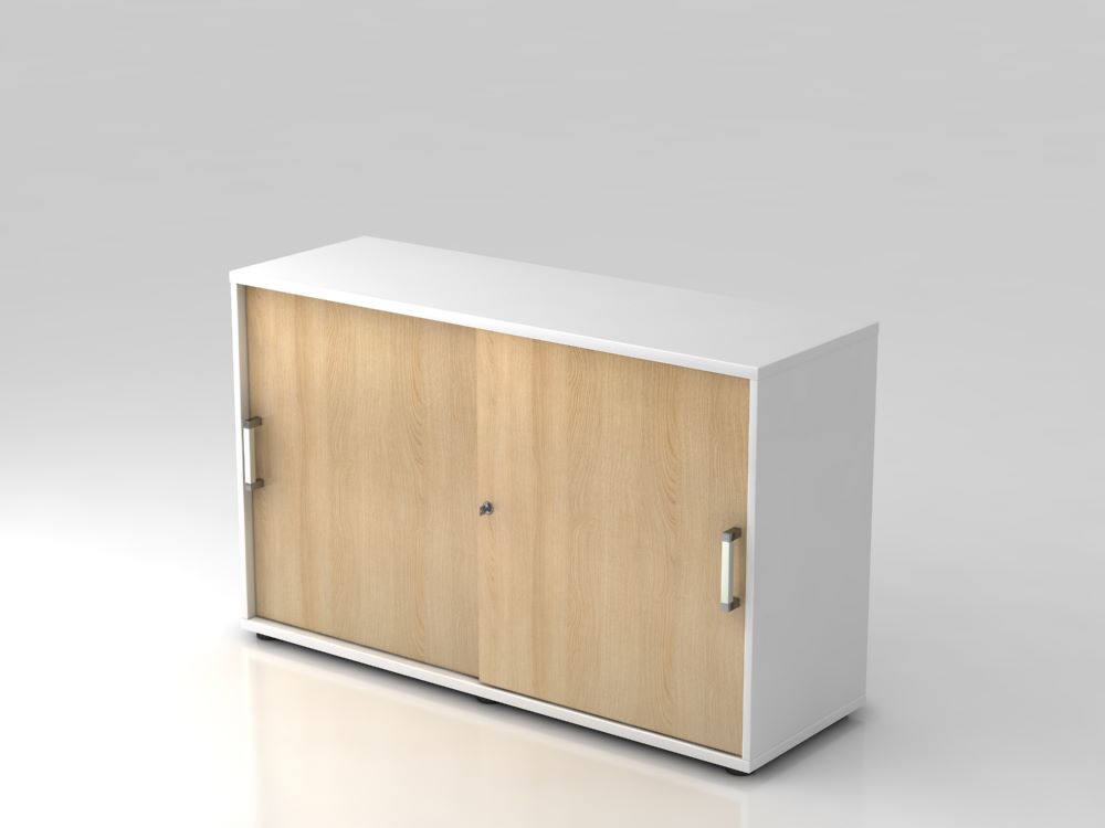 Produktbild Hammerbacher Schiebetürschrank 2OH 120 x 40 x 74,8 cm CE Weiß und Eiche