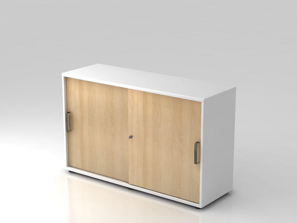 Produktbild Hammerbacher Schiebetürschrank SG Weiß Eiche 2OH 120 x 40 x 74,8 cm