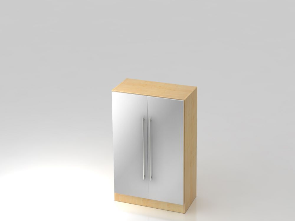 Produktbild Hammerbacher Flügelschrank 3OH RE 80 x 42 x 127 cm Ahorn / Front Silber