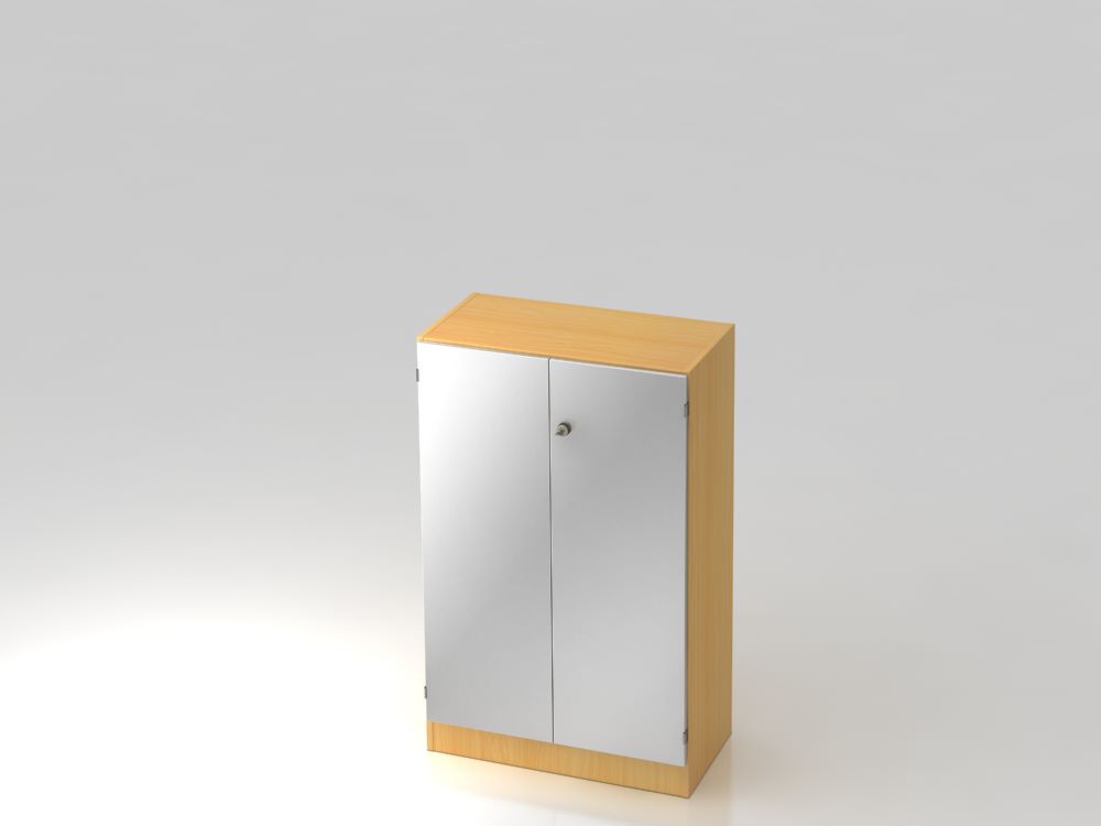 Produktbild Hammerbacher Flügelschrank 3OH mit Sockelblende 80 x 42 x 127 cm  Buche / Silber