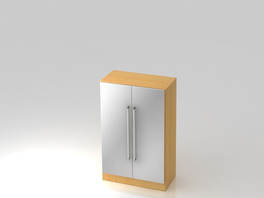 Produktbild Hammerbacher Flügelschrank 3OH mit Sockelblende CE Buche / Silber 80 x 42 x 127 cm (BxTxH)