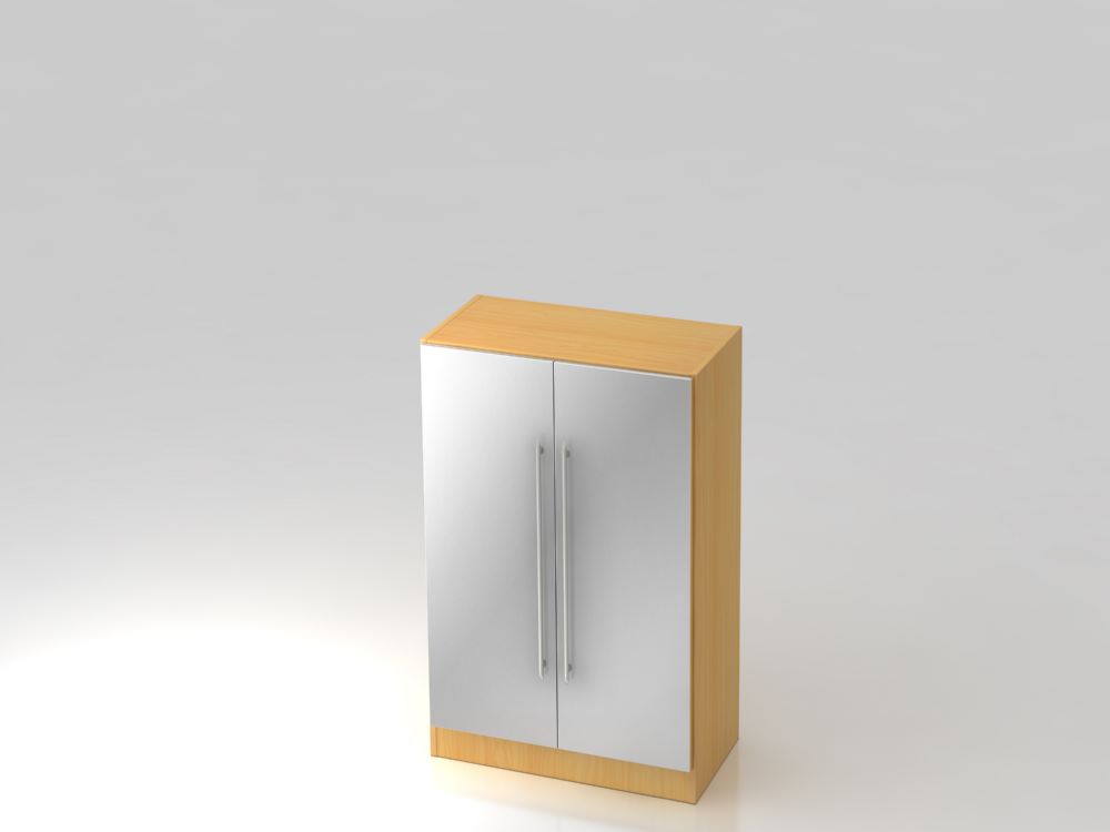 Produktbild Hammerbacher Flügelschrank 3OH mit Sockelblende RE 80 x 42 x 127 cm Buche / Silber