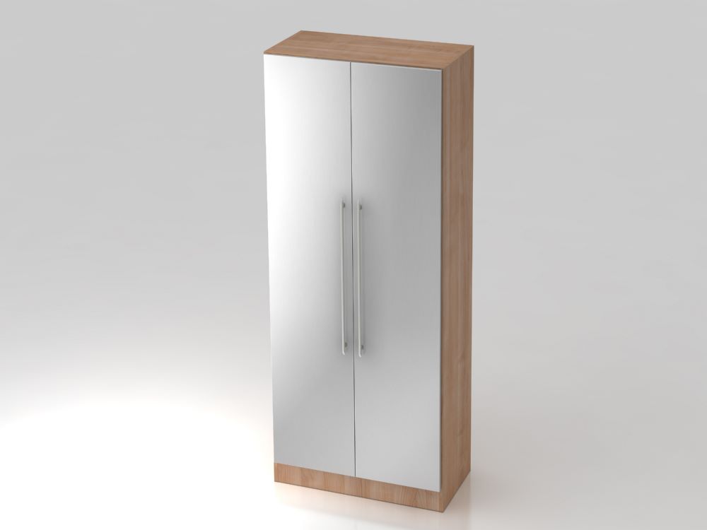 Produktbild Hammerbacher Flügelschrank 5OH mit Sockelblende RE 80 x 42 x 200,4 cm Nussbaum / Silber