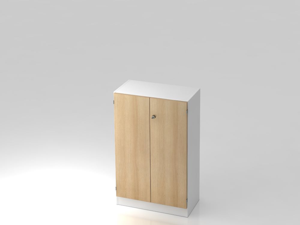 Produktbild Hammerbacher Flügelschrank 3OH mit Sockelblende SG Weiß / Eiche 80 x 42 x 127 cm (BxTxH)