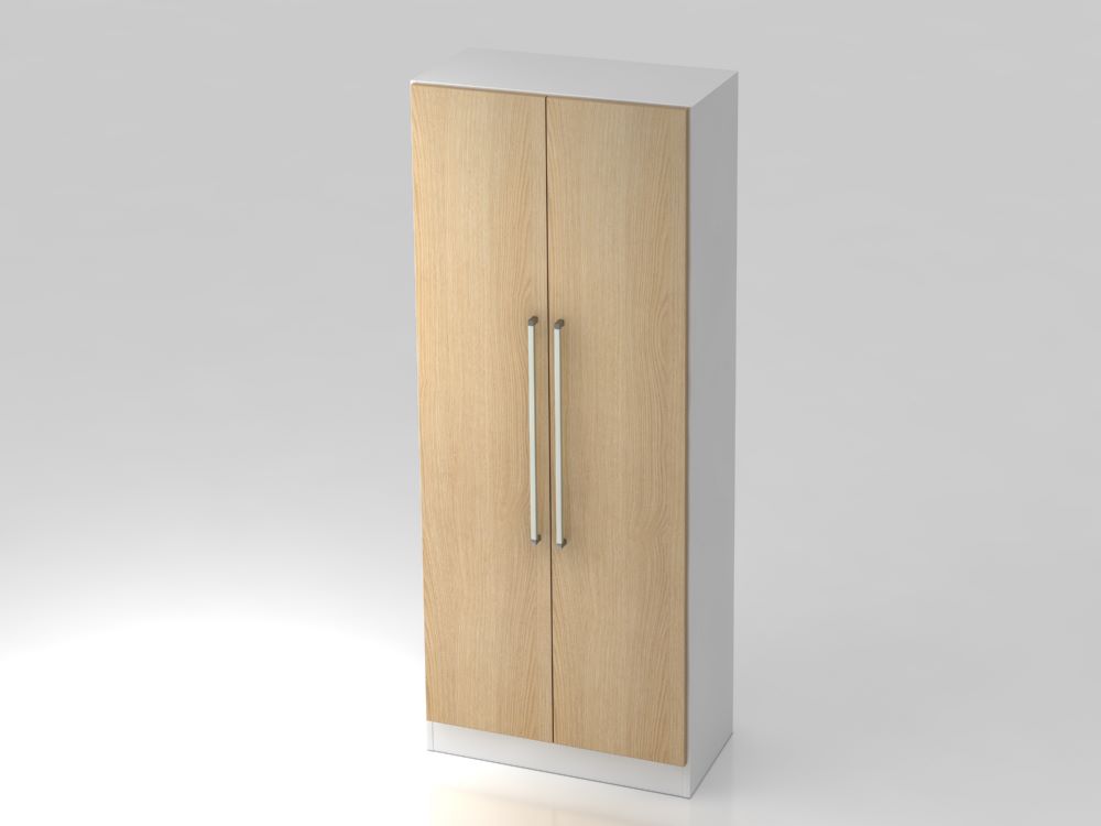 Produktbild Hammerbacher Flügelschrank 5OH mit Sockelblende CE Weiß / Eiche 80 x 42 x 200,4 cm