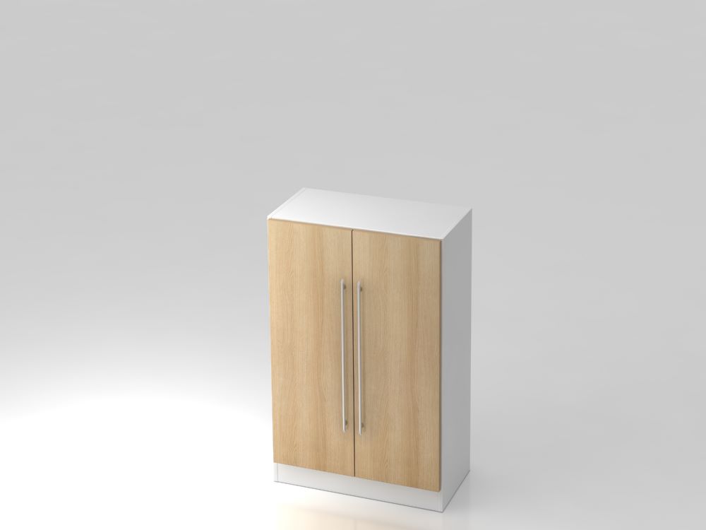 Produktbild Hammerbacher Flügelschrank 3OH mit Sockelblende 80 x 42 x 127 cm RE Weiß / Eiche