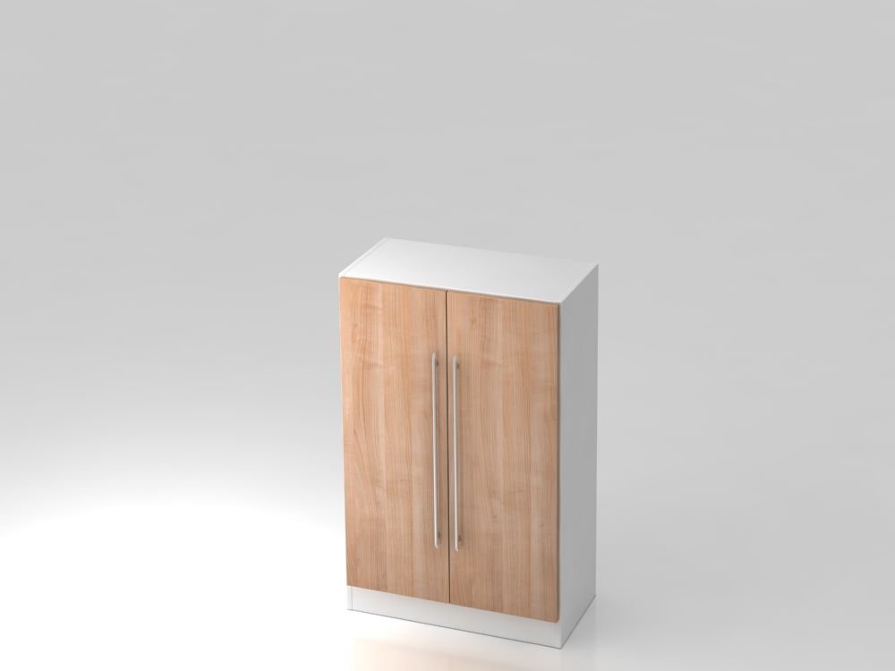 Produktbild Hammerbacher Flügelschrank 3OH 80 x 42 x 127 cm (mit Sockelblende RE Weiß / Nussbaum