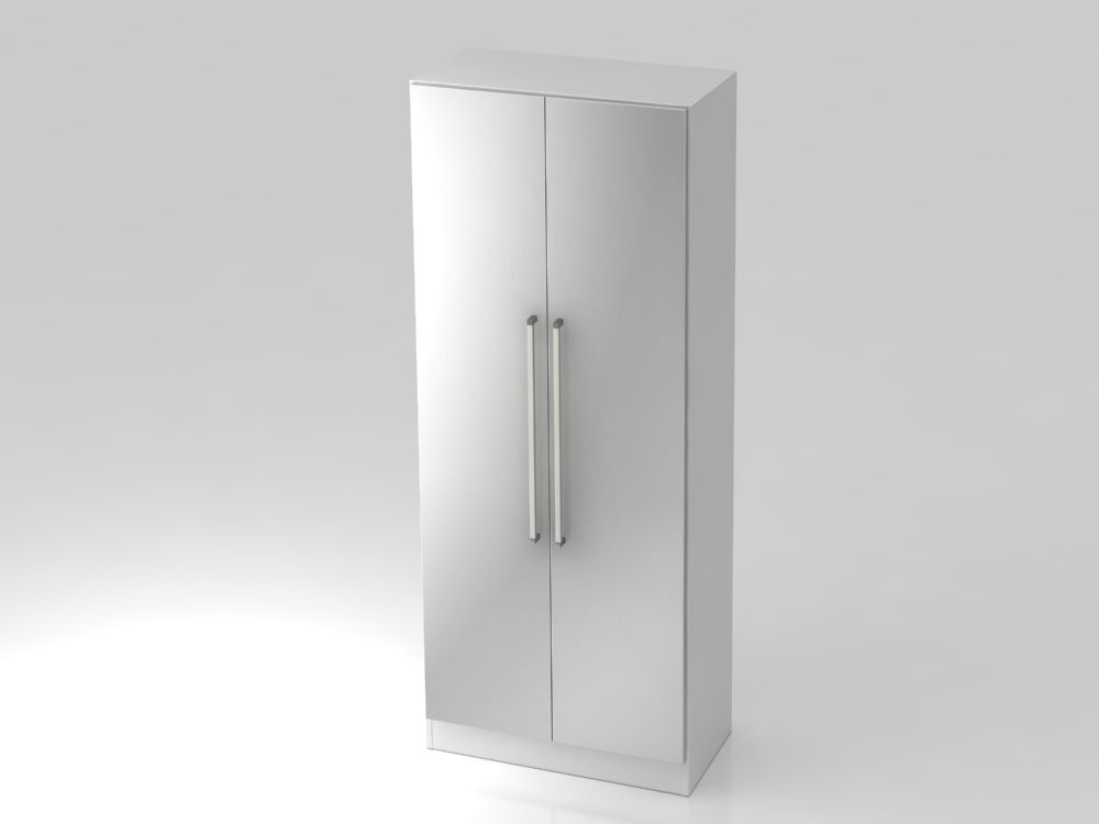 Produktbild Hammerbacher Flügelschrank 5OH mit Sockelblende CE Korpus Weiß / Front Silber Höhe 200,4 cm