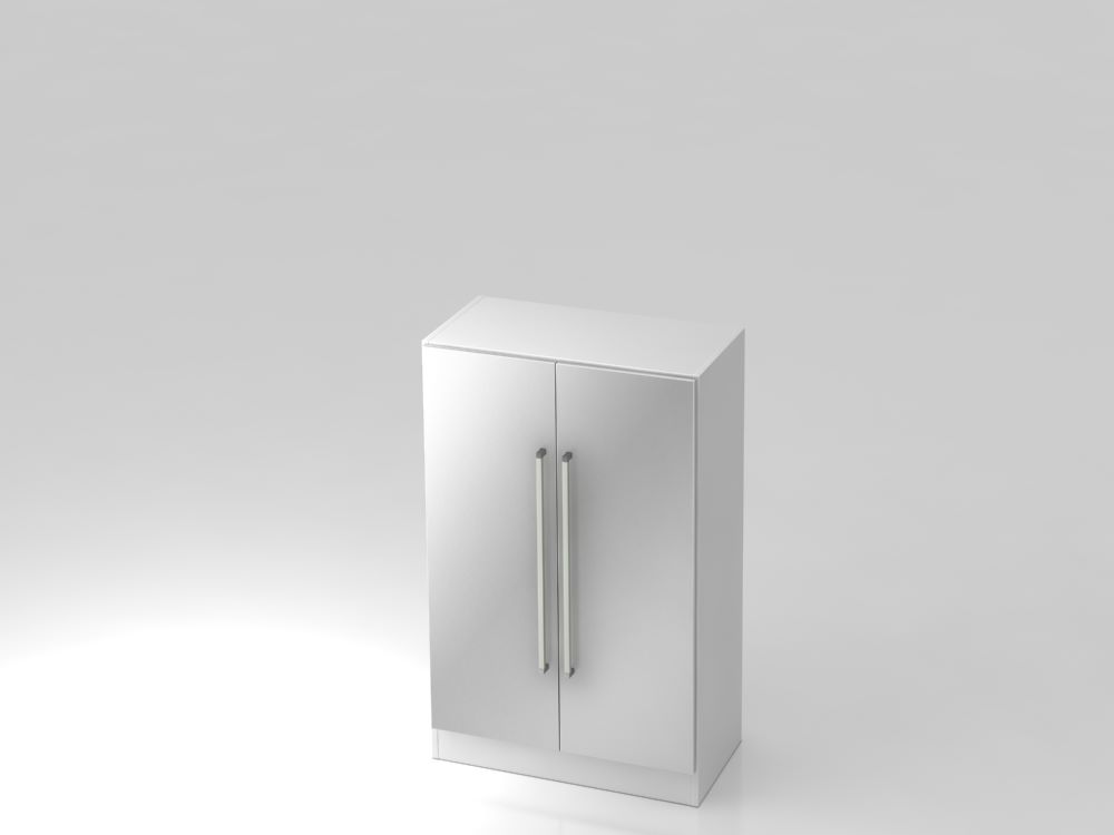 Produktbild Hammerbacher Flügelschrank 3OH mit Sockelblende CE 80 x 42 x 127 cm Weiß / Silber