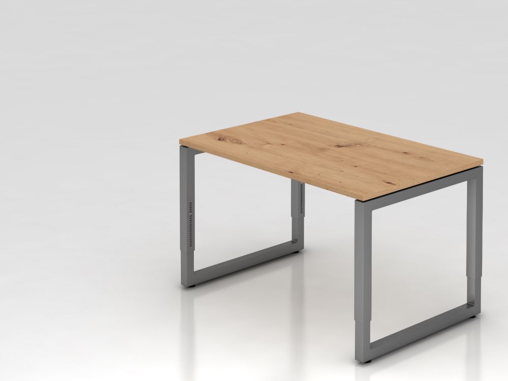 Produktbild Hammerbacher Schreibtisch RS12 O-Fuß eckig 120 x 80 cm Asteiche / Graphit Höhe 65 - 85 cm