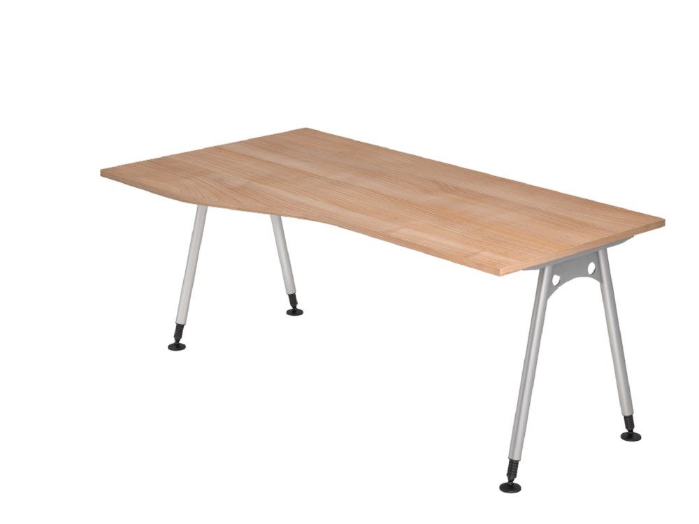 Produktbild Hammerbacher Schreibtisch A-Fuß 180 x 100/80 cm in Nussbaum