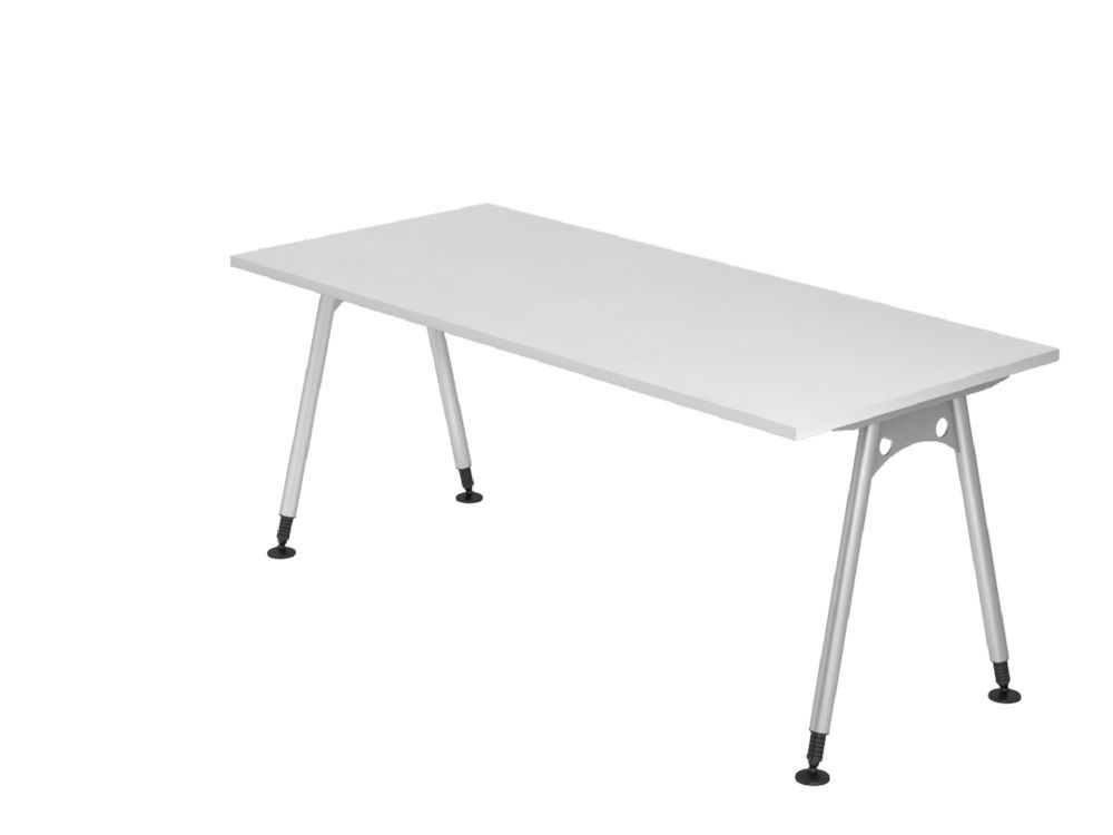 Produktbild Hammerbacher Schreibtisch A-Fuß 180 x 80 cm Weiß Arbeitshöhe 68 - 76 cm 