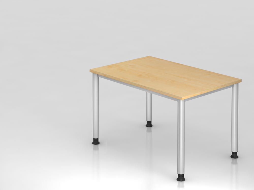 Produktbild Hammerbacher Schreibtisch 4-Fuß-Gestell in Silber 120 x 80cm Platte 25 mm Ahorn 