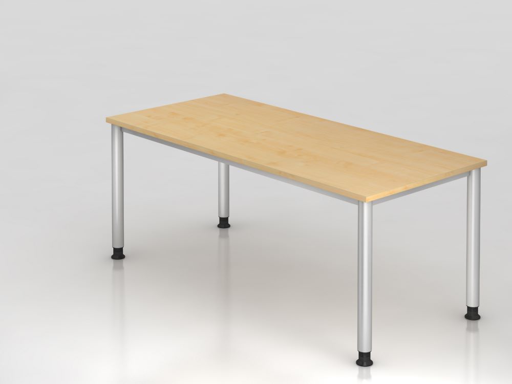 Produktbild Hammerbacher Schreibtisch HS19 4 Fuß 180 x 80 cm Ahorn / Platte Silber 25 mm