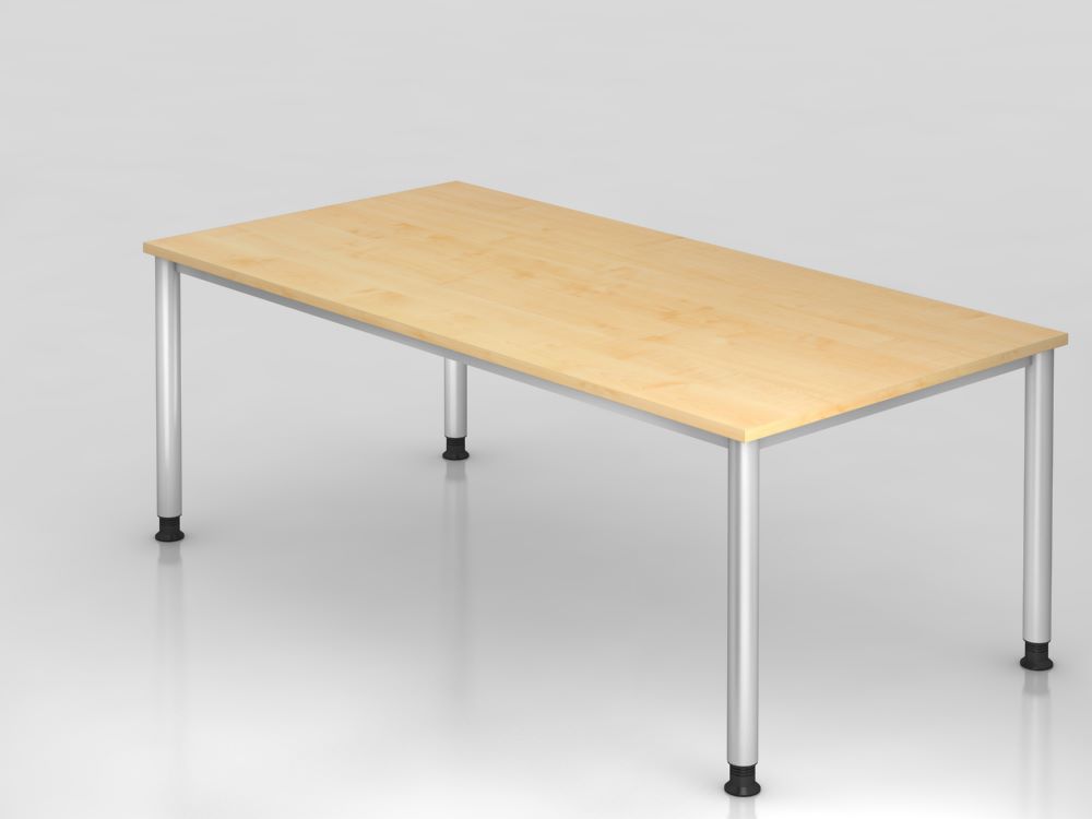 Produktbild Hammerbacher Schreibtisch 4 Fuß 200 x 100 cm Ahorn Silber 25 mm dick
