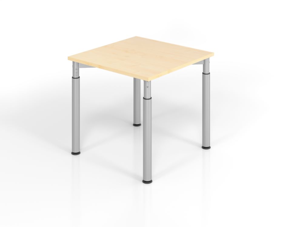 Produktbild Hammerbacher Schreibtisch 4 Füße höhenverstellbar 80 x 80 cm Ahorn Silber