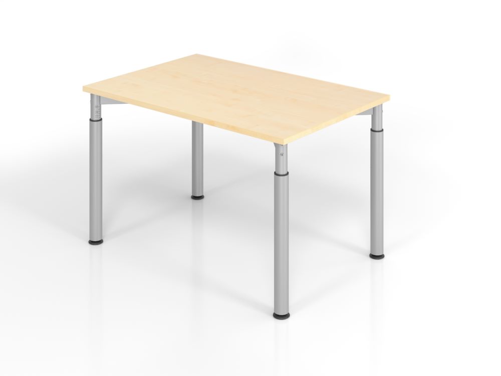 Produktbild Hammerbacher Schreibtisch mit 4 Füßen in Silber 120 x 80 cm Platte aus Ahorn