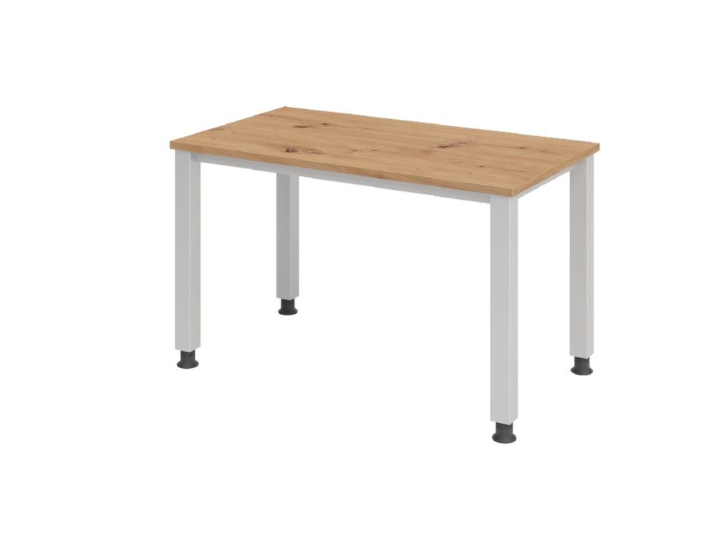 Produktbild Hammerbacher Schreibtisch 4 Fuß eckig 120 x 67 cm Asteiche Silber