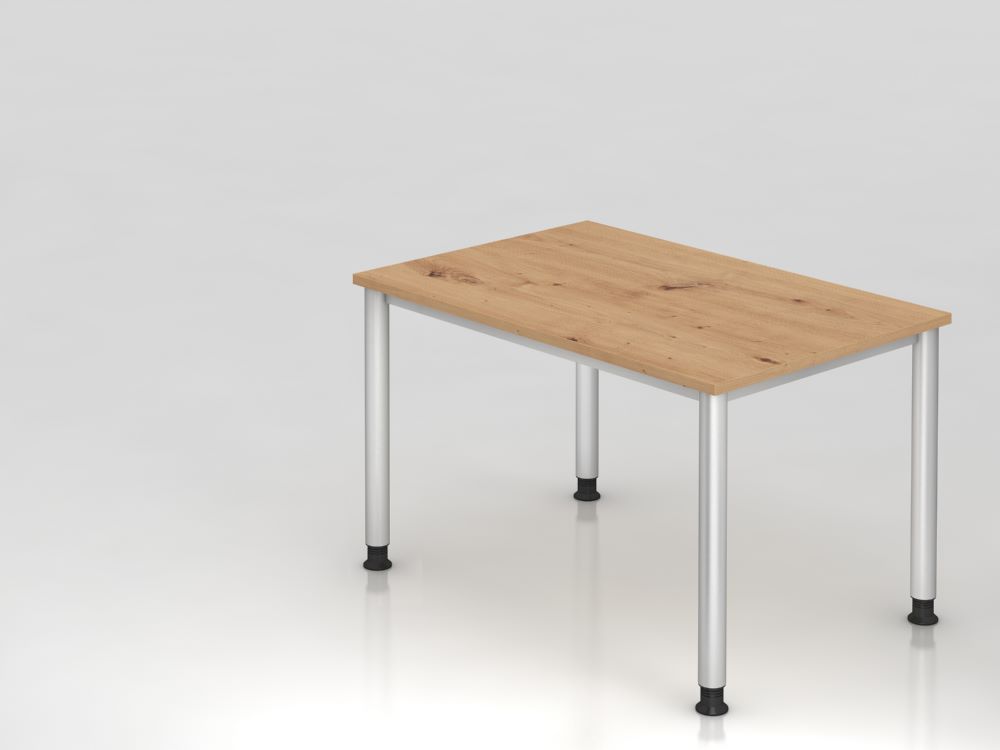 Produktbild Hammerbacher Schreibtisch 120 x 80 cm Platte Asteiche 25 mm / Silber