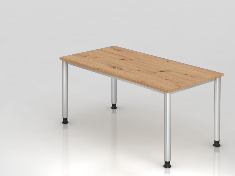 Produktbild Hammerbacher Schreibtisch 4 Fuß Silber 160 x 80 cm Asteiche Platte 25 mm