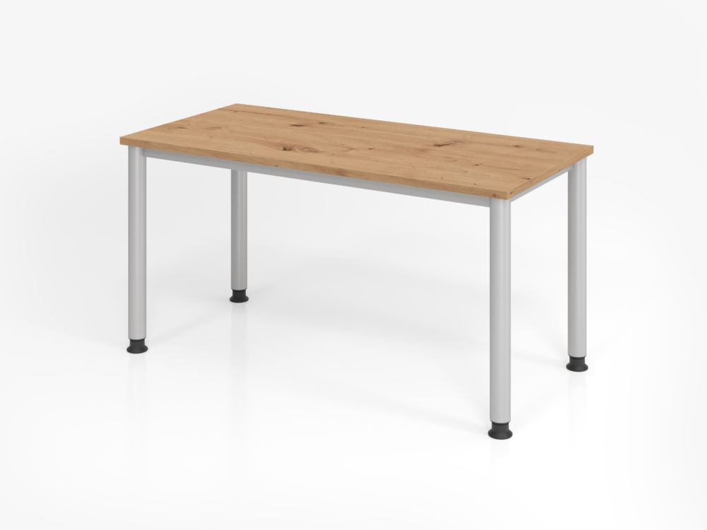 Produktbild Hammerbacher Schreibtisch HS614 140 x 67 cm Asteiche / Silber