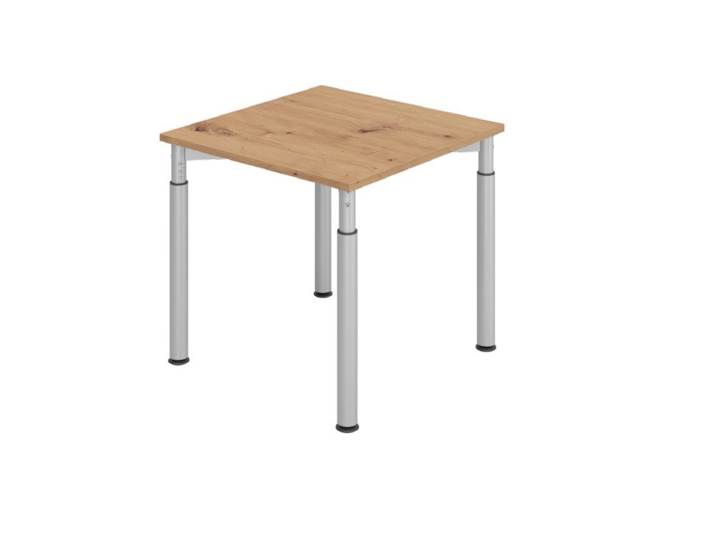 Produktbild Hammerbacher Schreibtisch 4 Fuß-rund 80 x 80 cm Asteiche Silber