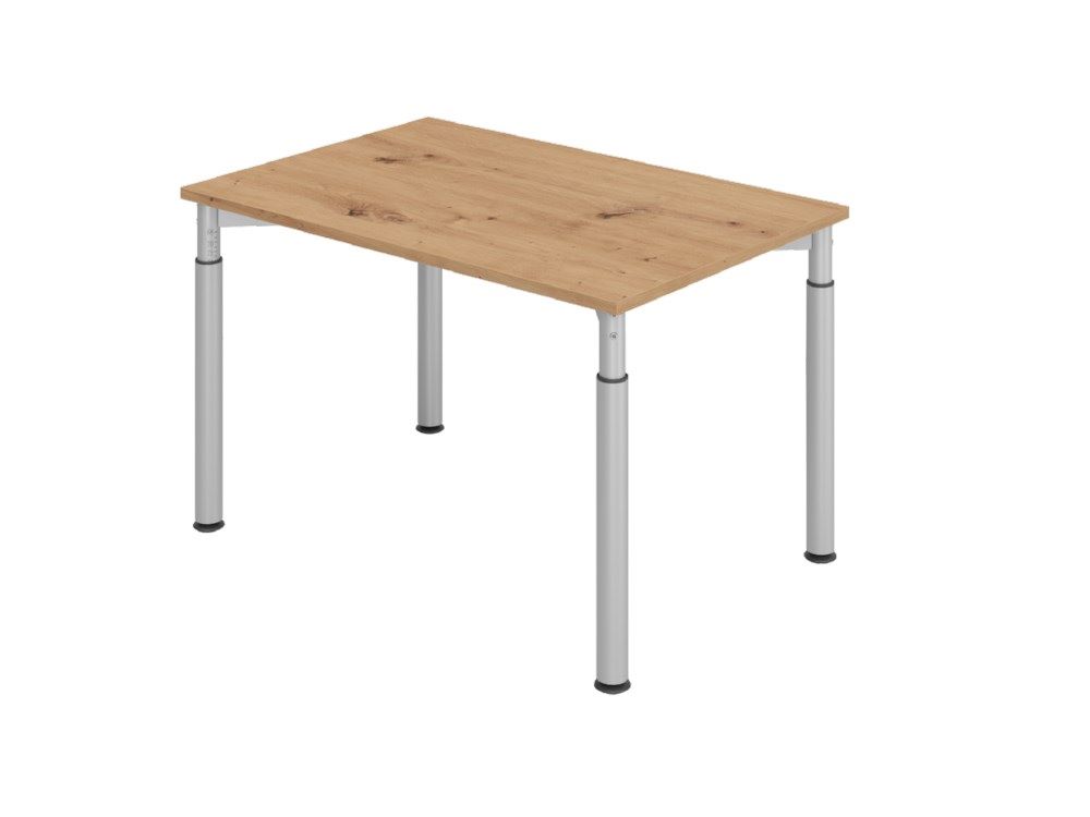 Produktbild Hammerbacher Schreibtisch 4 Fuß rund 20 x 80 cm Asteiche Silber