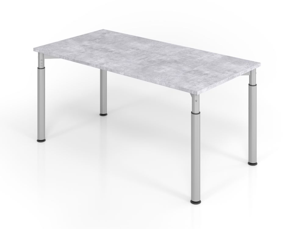 Produktbild Hammerbacher YS16 Schreibtisch 4 Fuß 160 x 80 cm Beton / Silber Arbeitshöhe 68 - 82 cm