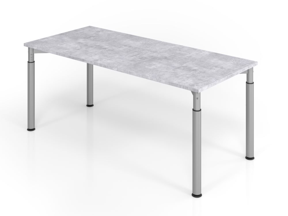 Produktbild Hammerbacher Schreibtisch YS19 4 Fuß 180 x 80 cm Beton / Silber Arbeitshöhe 68 - 82 cm
