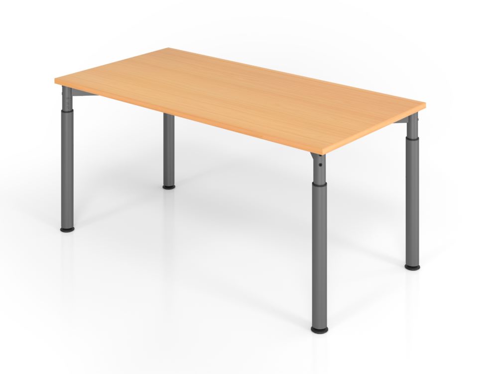 Produktbild Hammerbacher Schreibtisch 4 Fuß 160 x 80 cm Buche / Graphit Arbeitshöhe 68 - 82 cm