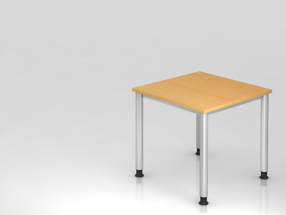 Produktbild Hammerbacher Schreibtisch 4 Fuß 80 x 80 cm Buche / Silber Arbeitshöhe 68,5 - 81 cm