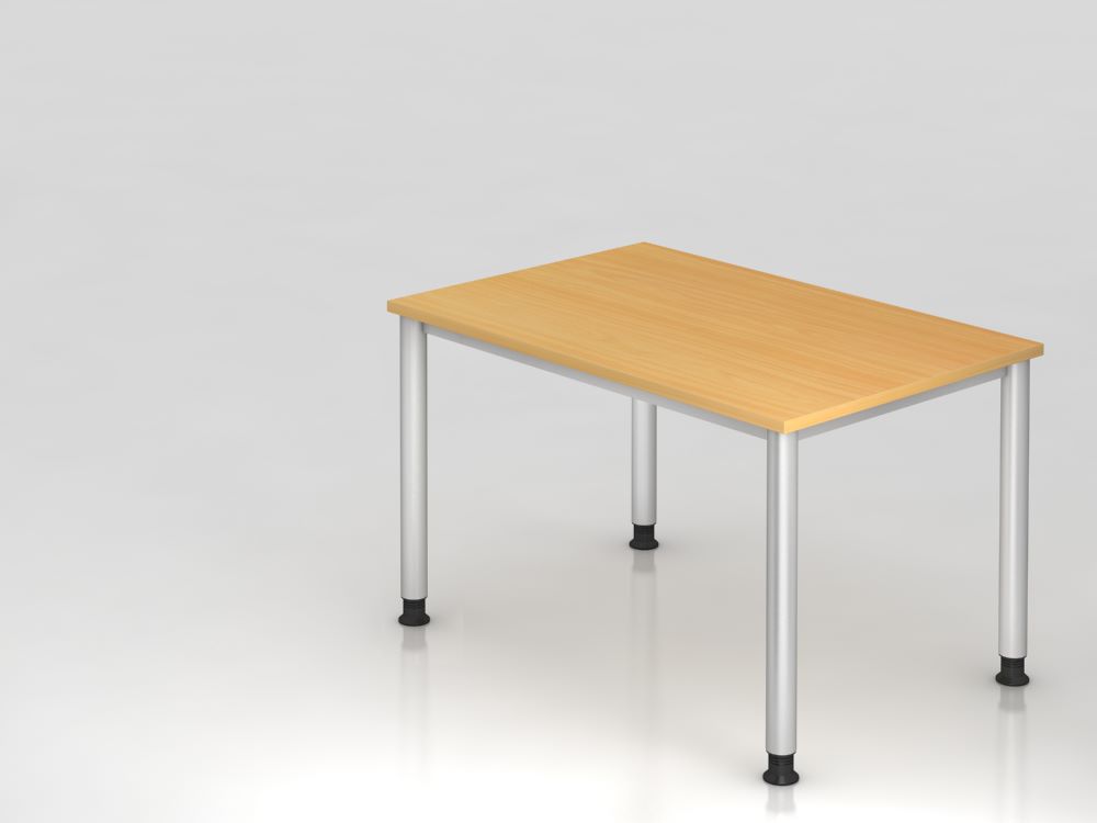 Produktbild Hammerbacher Schreibtisch 120 x 80 cm Buche 4-Fuß-Gestell in Silber