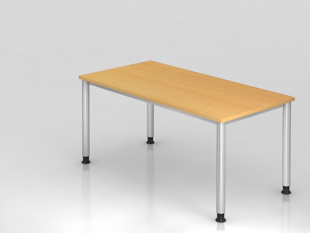 Produktbild Hammerbacher Schreibtisch 4Fuß-rd.160x80cm Buche/Silber