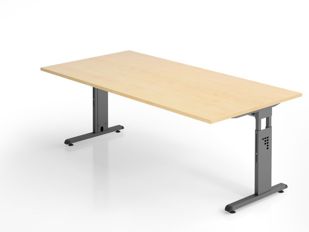 Produktbild Hammerbacher Schreibtisch C-Fuß Arbeitshöhe 65 - 85 cm 200 x 100 cm Ahorn / Graphit