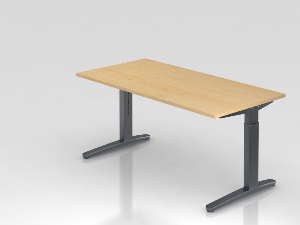 Produktbild Hammerbacher Schreibtisch höheneinstellbar C-Fuß 160 x 80 cm Ahorn / Graphit
