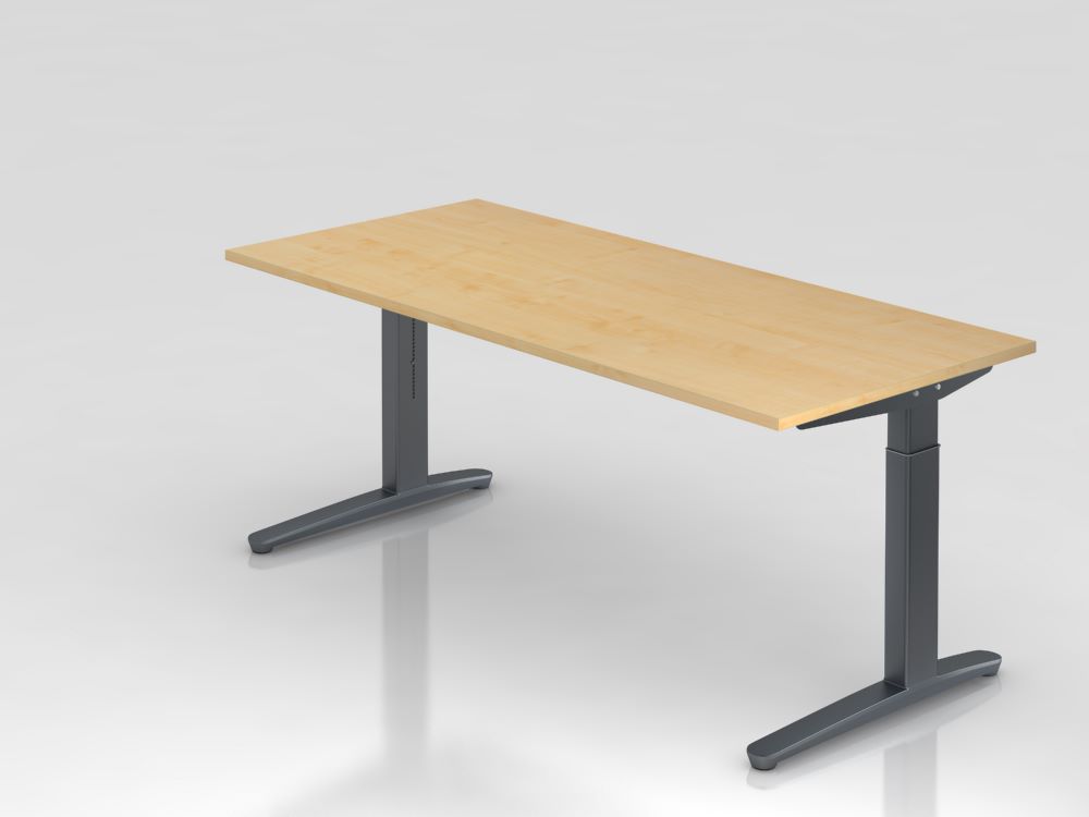 Produktbild Hammerbacher Schreibtisch C Fuß in graphit Maße 180 x 80 cm Platte Ahorn