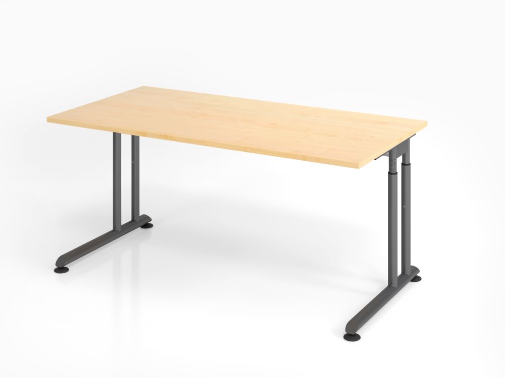 Produktbild Hammerbacher Schreibtisch C-Fuß Gestell Graphit 160 x 80 cm Ahorn höheneinstellbar