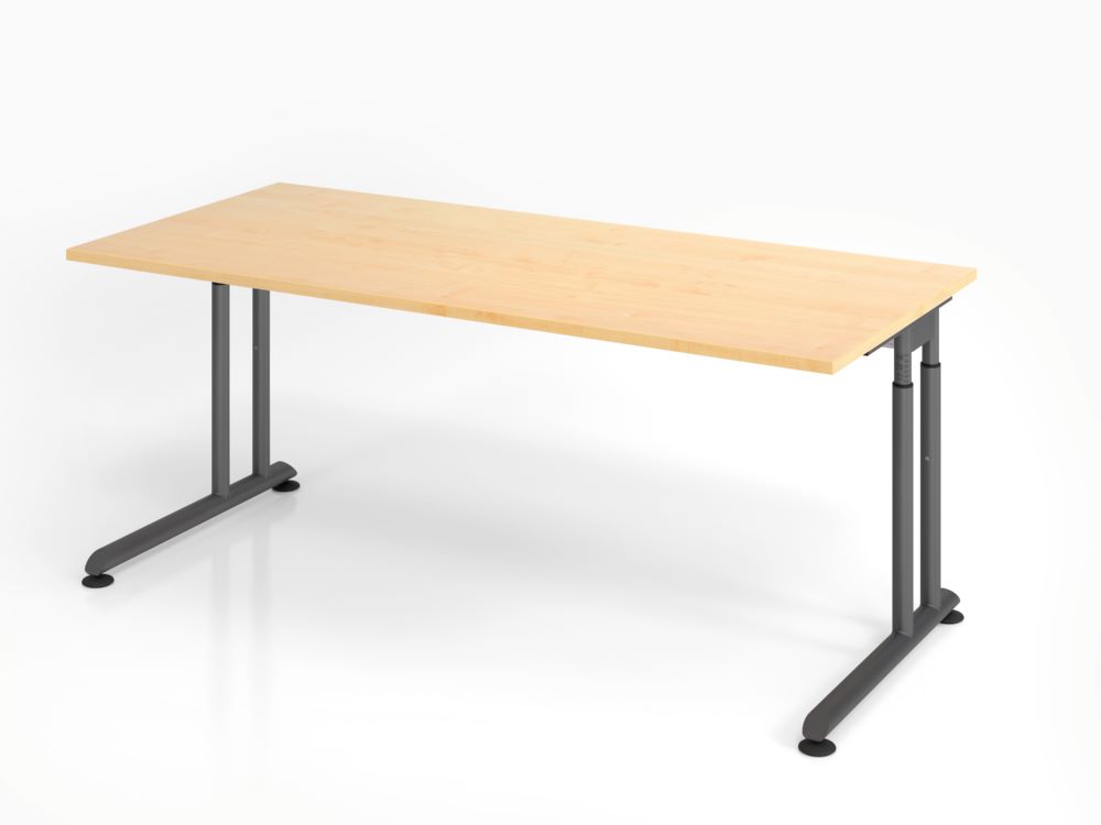 Produktbild Hammerbacher Schreibtisch C-Fuß 180 x 80 cm Ahorn / Graphit höheneinstellbar
